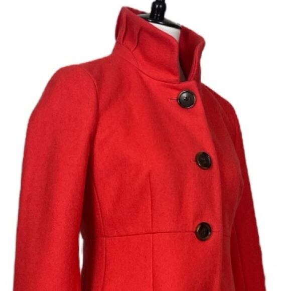 J.Crew Wool Blend Lady Day Coat High Collar A-line Coral Pink Women’s Size 2 - Picture 6 of 12